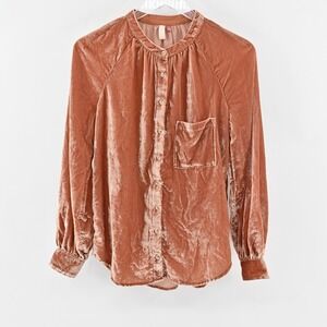 Anthropologie Pilcro Velvet Femme Top Womens Size XS Button Front Pocket Blouse